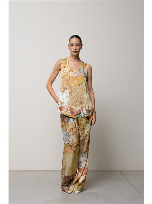 Blusa girocollo con stampa patchwork KAOS | SPJTZ021/5021